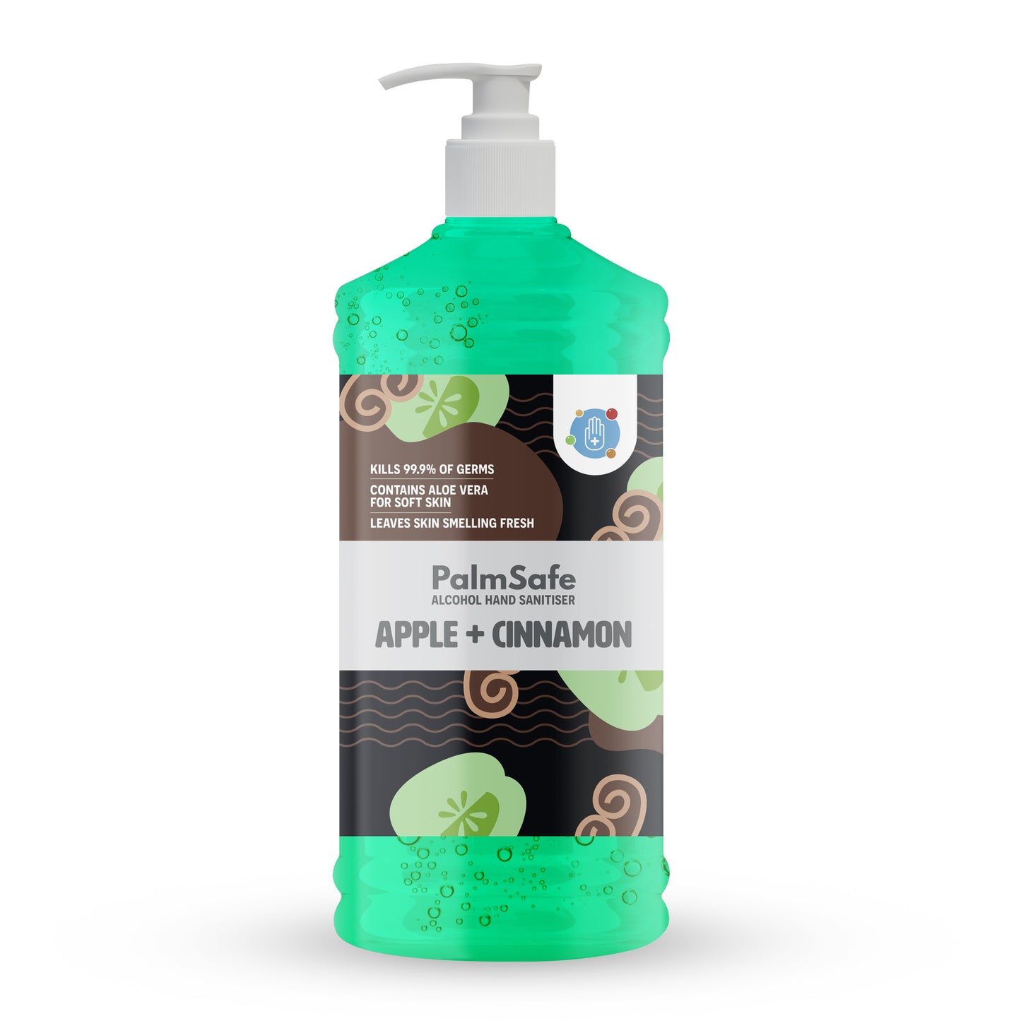 1 Litre Pump Bottle of Palm Safe Apple and Cinnamon Hand Sanitiser