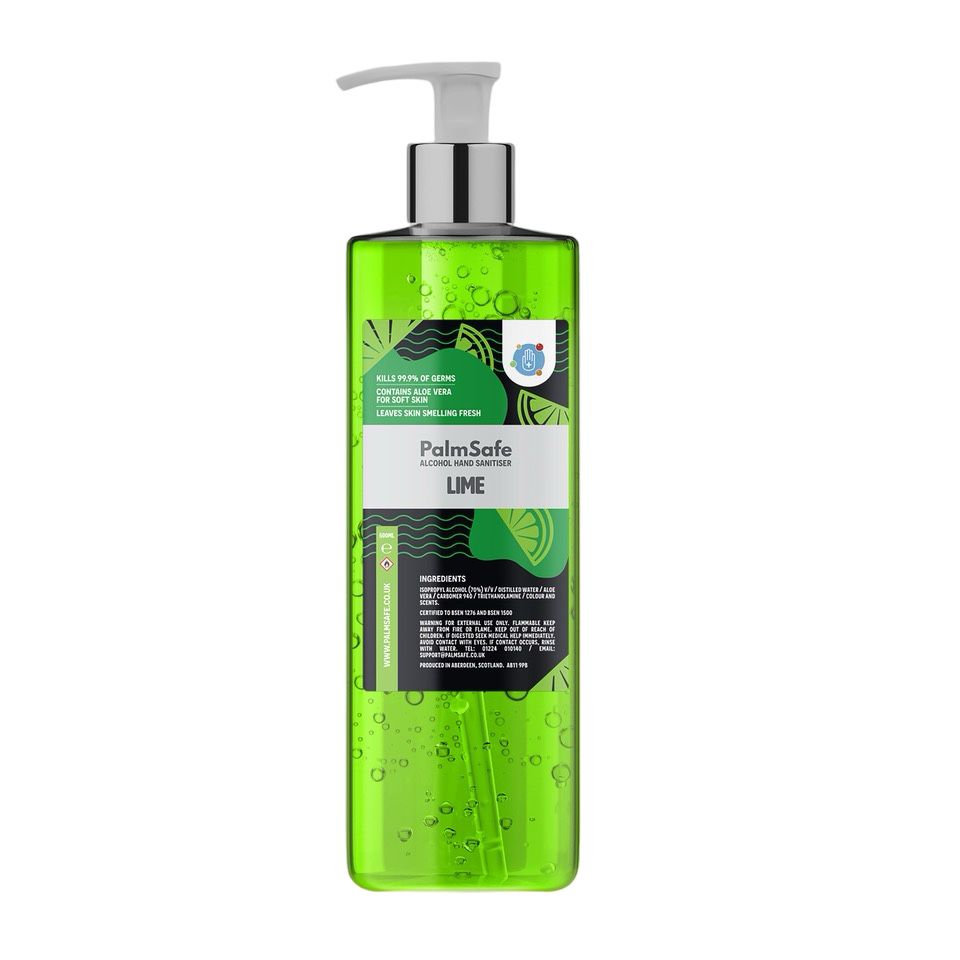 Palm Safe Lime Hand Sanitiser in 500ml Pump bottle