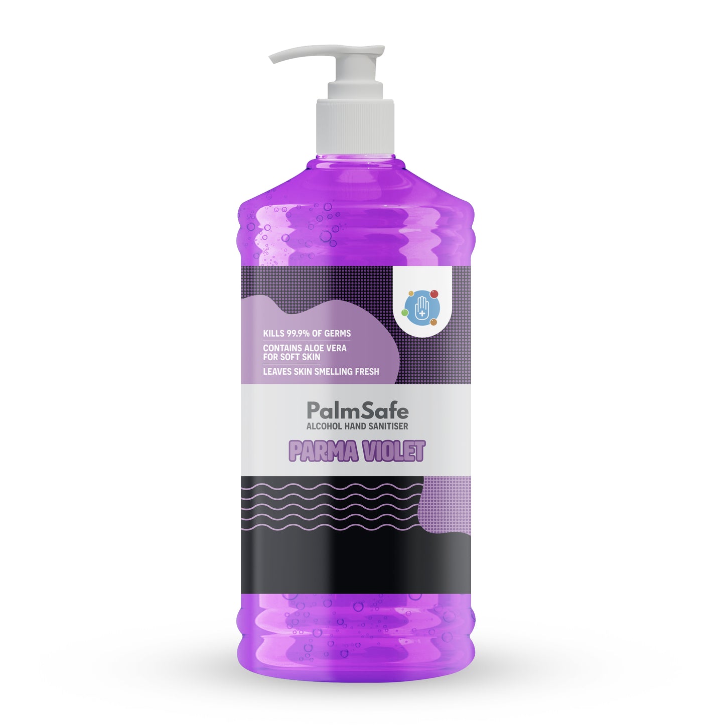 1 Litre Pump Bottle of Palm Safe Parma Violet Hand Sanitiser