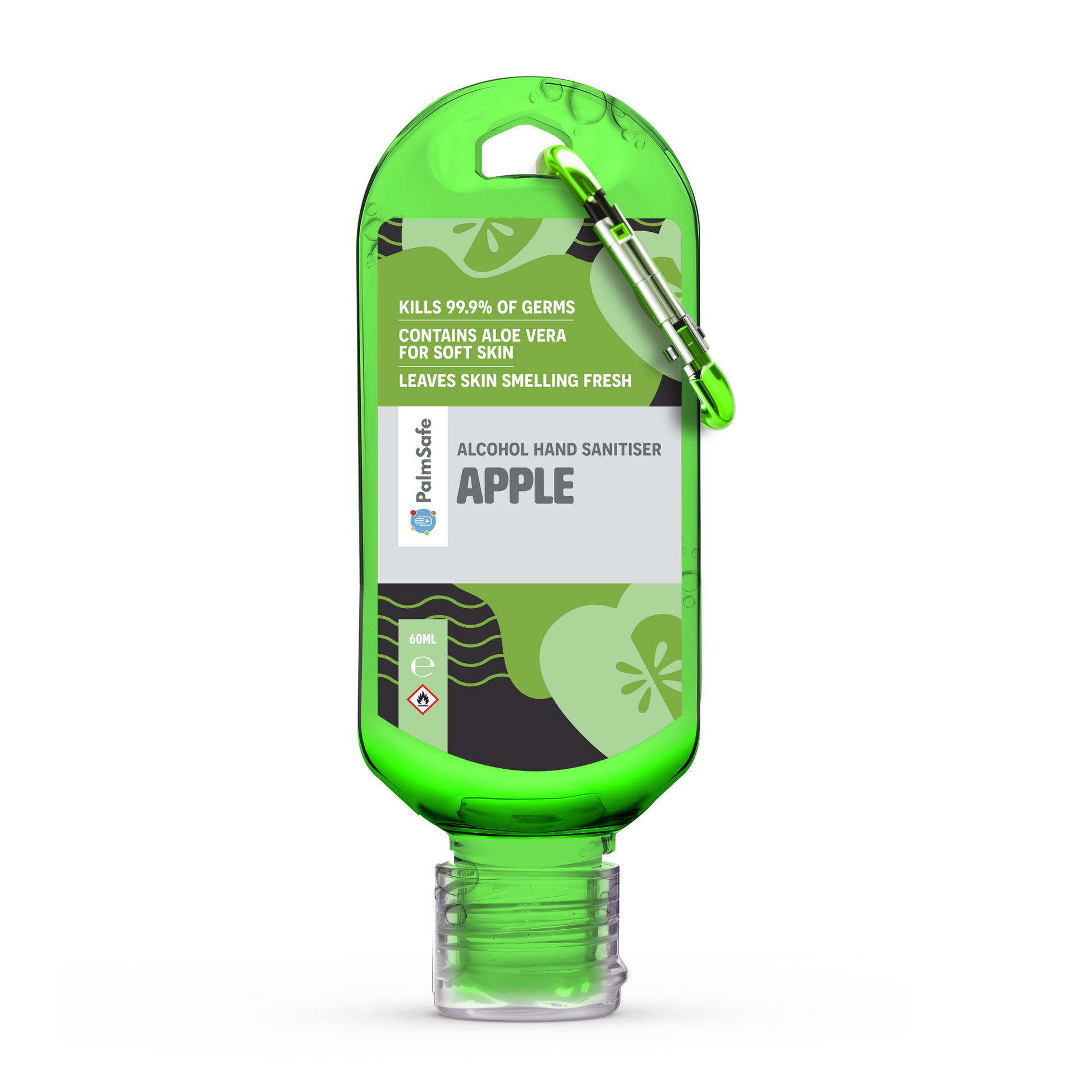 Palm Safe Apple Scented Hand Sanitiser 60ml Clip Bottle