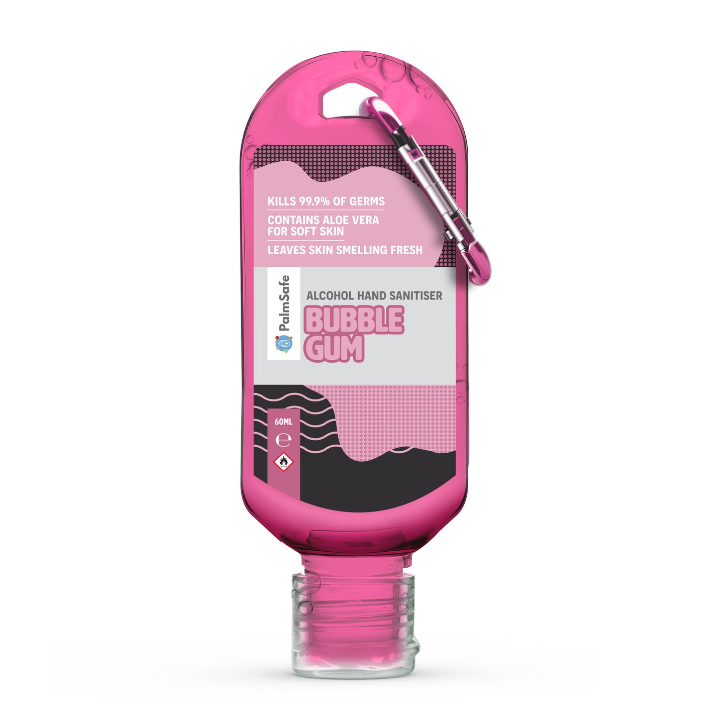 Palm Safe Bubblegum Scented Hand Sanitiser 60ml Clip Bottle