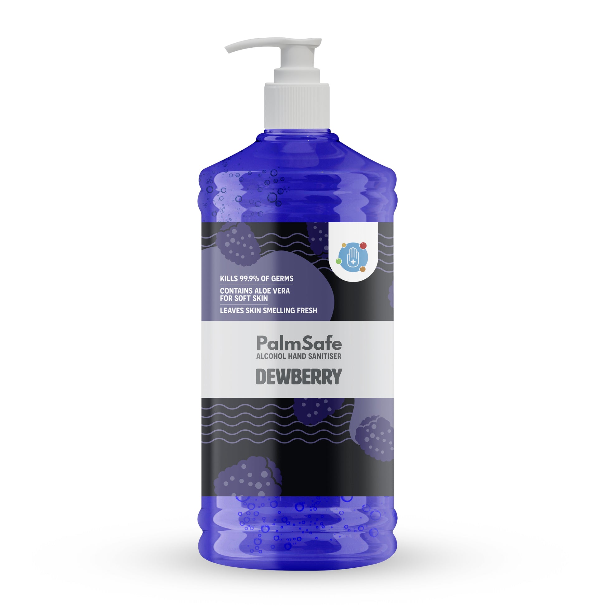 1 Litre Pump Bottle of Palm Safe Dewberry Hand Sanitiser