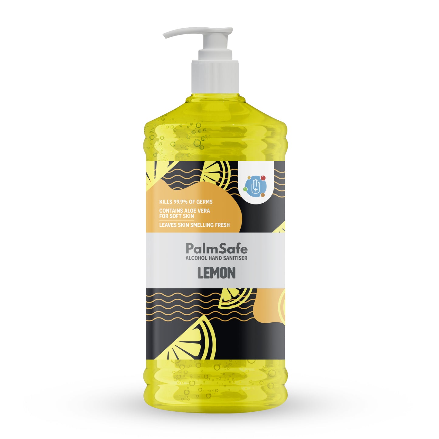 1 Litre Pump Bottle of Palm Safe Lemon Hand Sanitiser