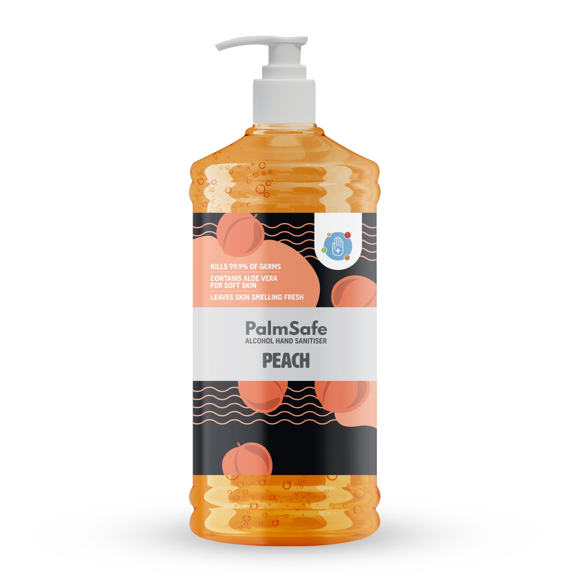 1 Litre Pump Bottle of Palm Safe Peach Hand Sanitiser