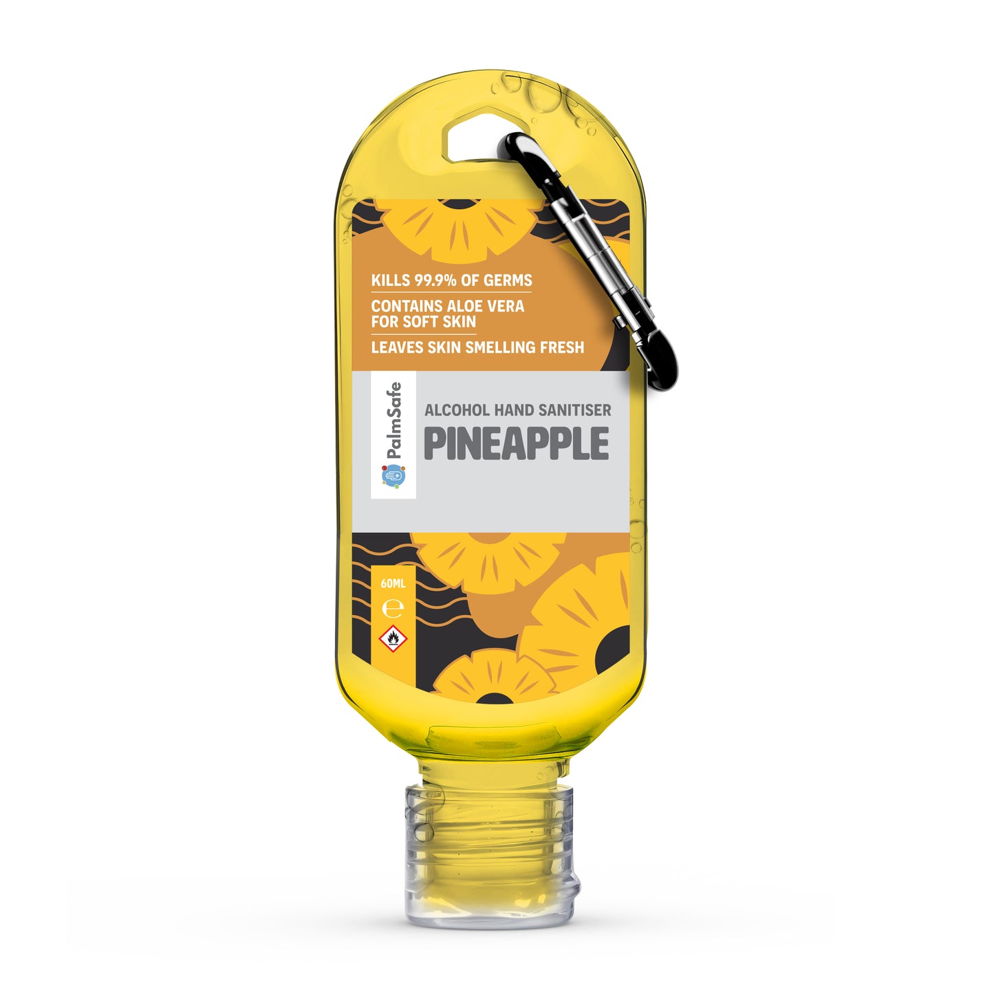 Palm Safe Pineapple Scented Hand Sanitiser 60ml Clip Bottle