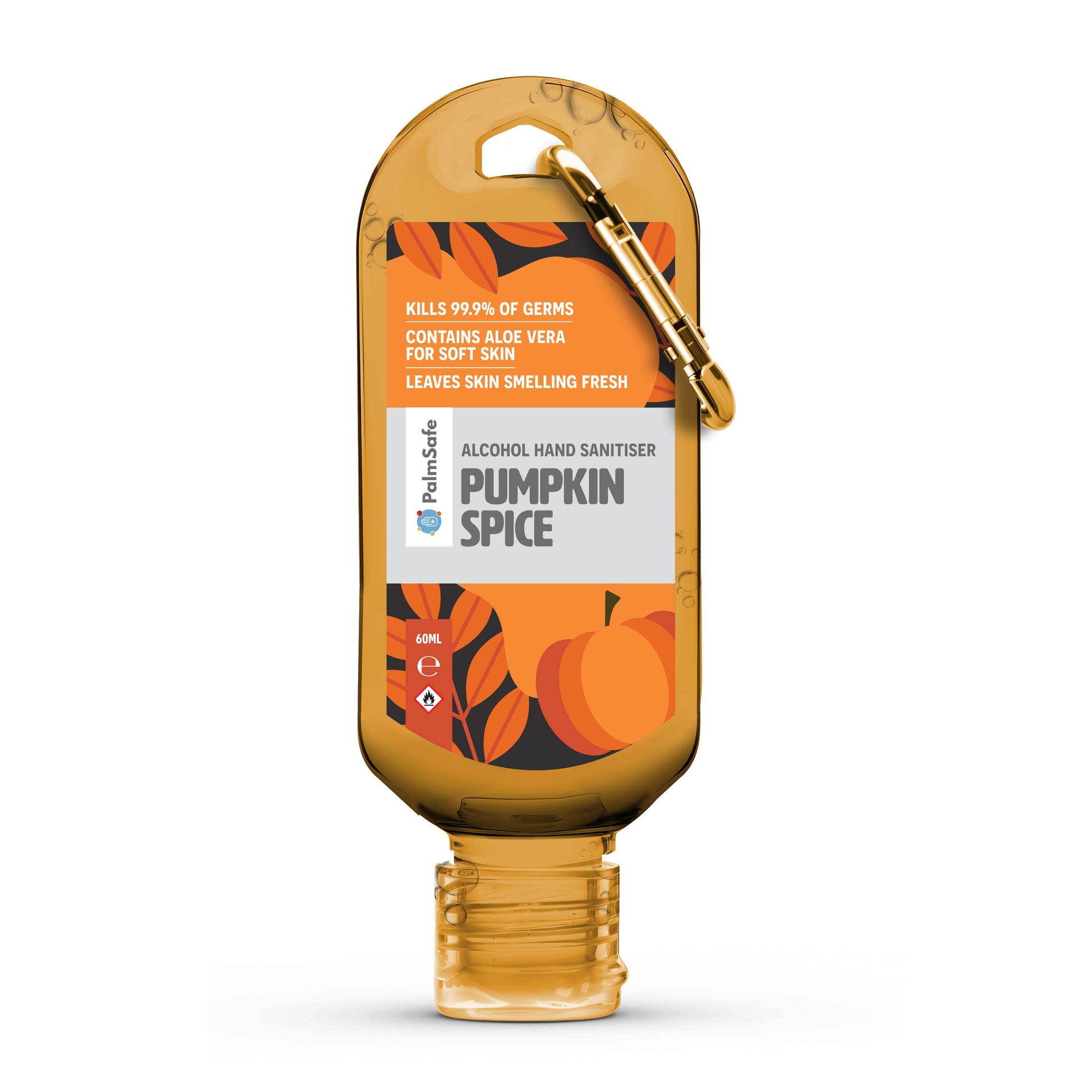 Palm Safe Pumpkin Scented Hand Sanitiser 60ml Clip Bottle