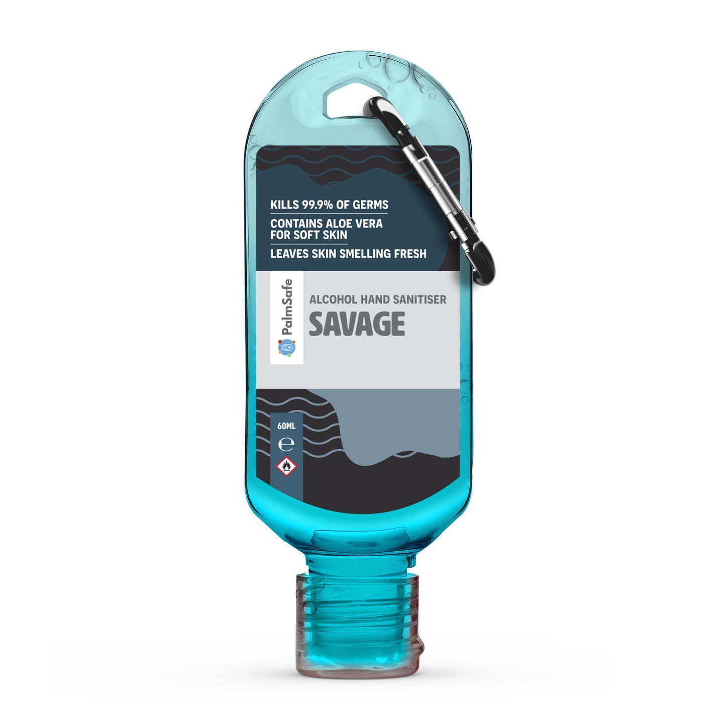 Palm Safe Savage Scented Hand Sanitiser 60ml Clip Bottle