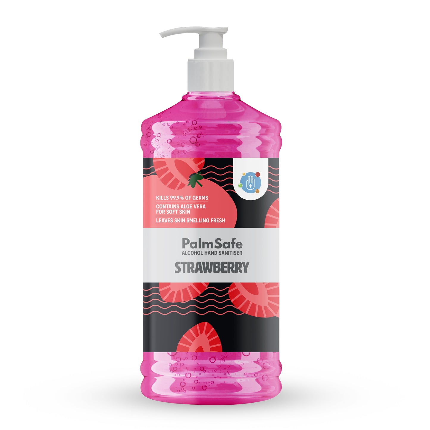 1 Litre Pump Bottle of Palm Safe Strawberry Hand Sanitiser