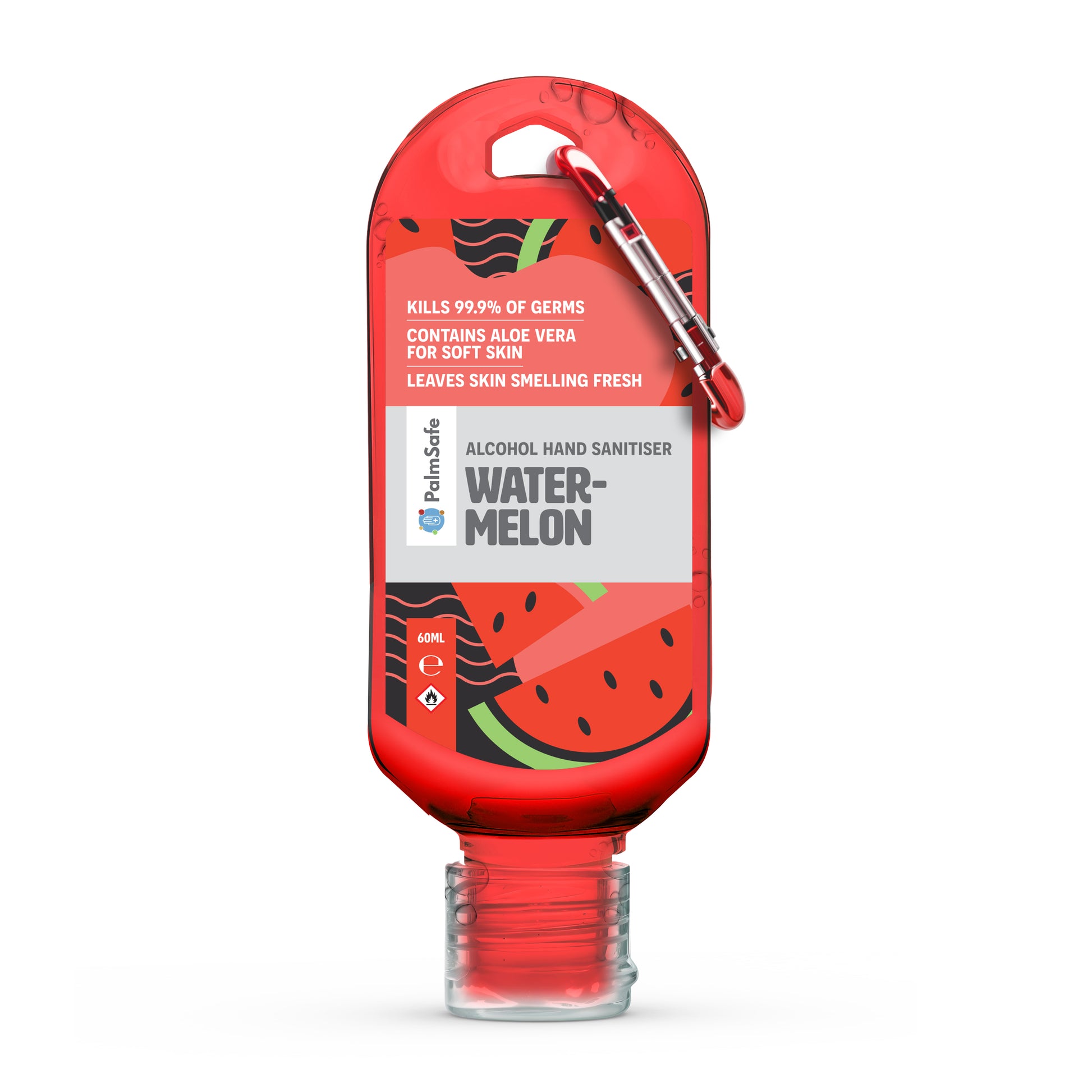 Palm Safe Watermelon Scented Hand Sanitiser 60ml Clip Bottle